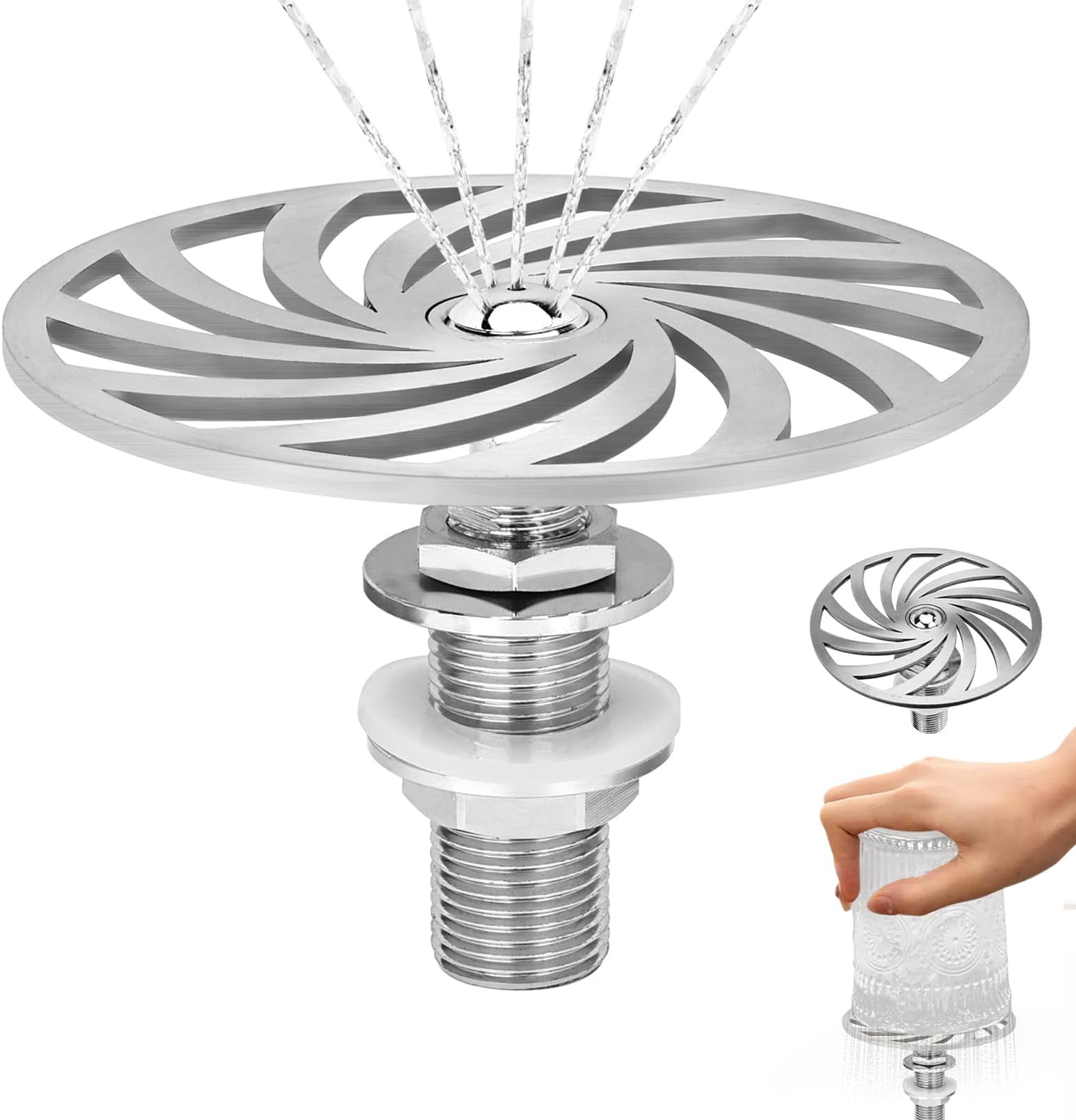 G1/2'' Stainless Steel Bar Glass Rinser, Pitcher Rinser Automatic Cup Washer for Bar, Restaurant and Hotel, Glass Washing Faucet Head