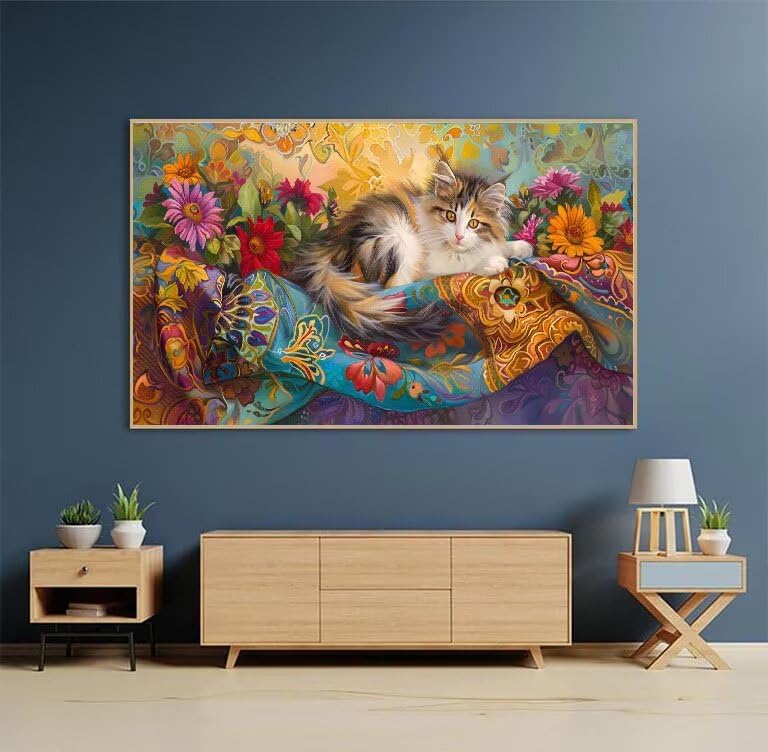 Diamond Painting Adulte Anti Stress Kit Broderie Diamant 5D Grand Format Toile Chat Écharpe