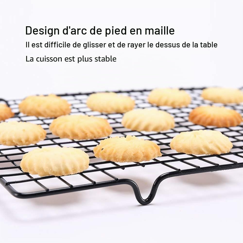 Grille de Refroidissement Pâtisserie 2 Pièces Rectangulaire Rack de Refroidissement Gâteau Noir