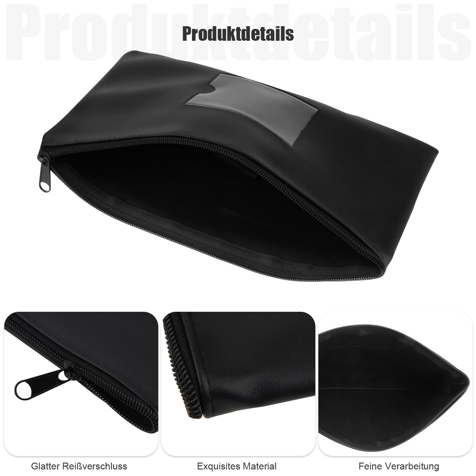 Bolsa para Guardar Dinero de PU Cuero Impermeable con Cremallera 27x15cm, 4 Piezas