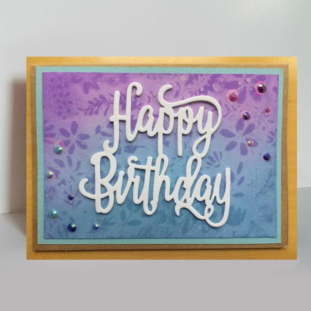 Matrices de découpe « Happy Birthday » pour la fabrication de cartes, le scrapbooking, la décoration d'albums et de boîtes cadeaux (pochoir en métal argenté Matrices de découpe « Happy Birthday » pour la fabrication de cartes, le scrapbooking, la décoration d'albums et de boîtes cadeaux (pochoir en métal argenté