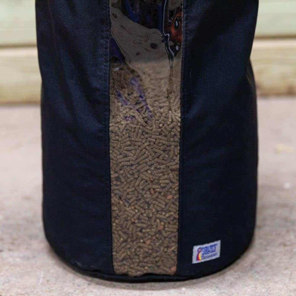 Dura-Tech E-Z View Grain Bag | Color Black | Horse Stable Essential | Travel-Friendly Grain Bag | E-Z View Front Panel | Holds Week's Worth of Grain | Durable 1000D Cordura Material