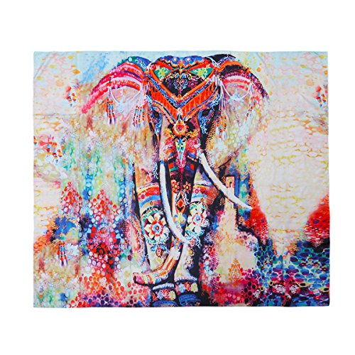 Tapisserie Mandala éléphant motif floral Tenture murale, drap de lit, serviette de plage, tapis de yoga, bloc de soleil, 150 x 130 cm