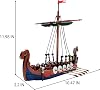 Set de Bloques de Construcción de Barco Vikingo, Juguete de Modelo de Barco Pirata MOC, Ladrillos Creativos de Regalo de Cumpleaños para Fans (454 Piezas) 7