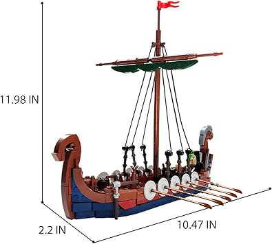 Viking Ship Building Block Set, MOC Pirate Ship Model Toy, Creative Building Bricks Birthday Gift for Fans (454 Pcs)