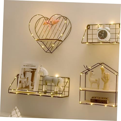Miniatura 6 de Cabilock Estante de corazón montado en la pared, estante de pared de mesita de noche, estantes flotantes rústicos, estantes de pared decorativos