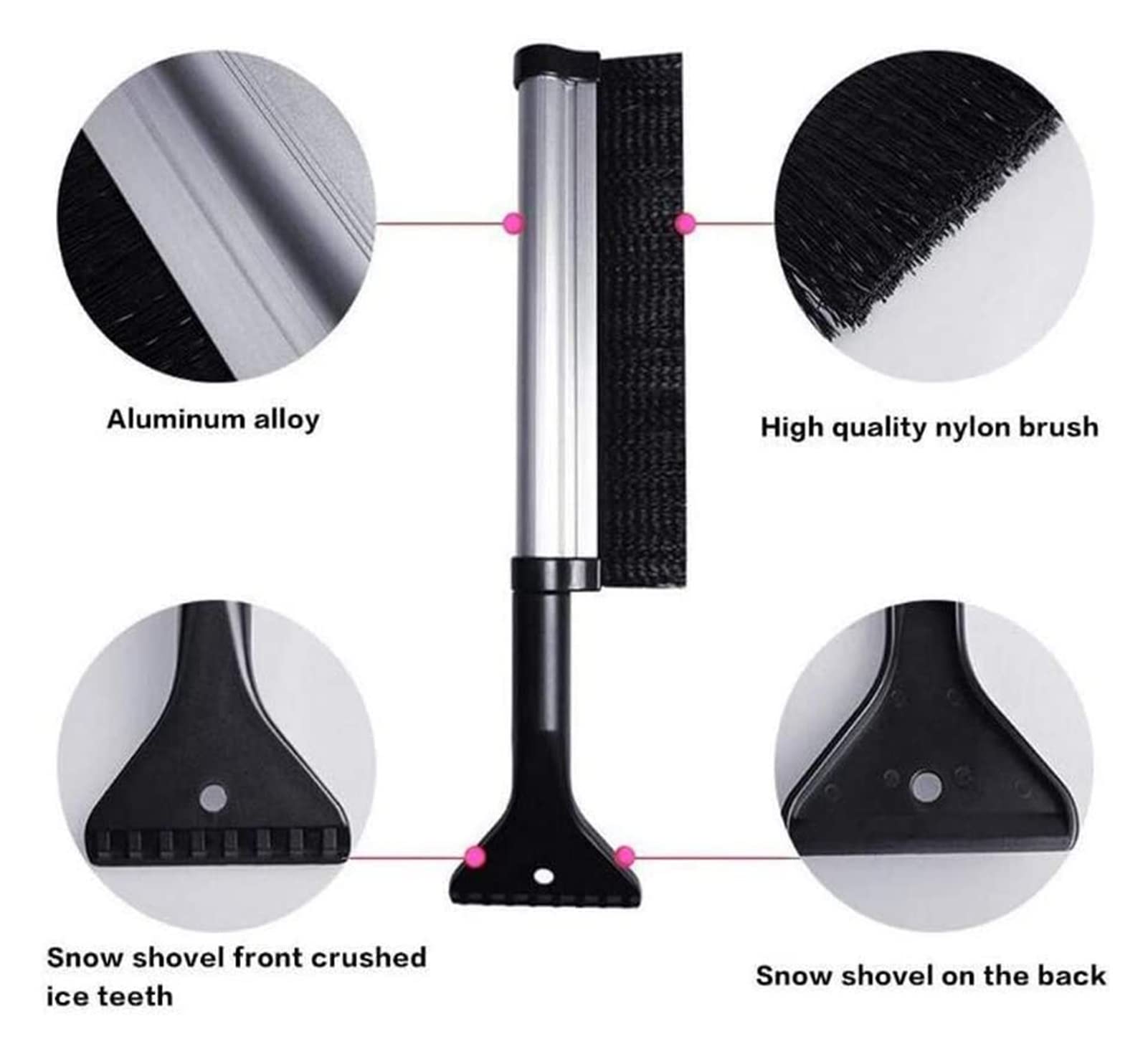 Spazzola di Neve allungabile Raschietto di Ghiaccio Compatibile con Il rimozione del Ghiaccio Automobile Compatibile con Il Parabrezza in Vetro Leggero Robusto
