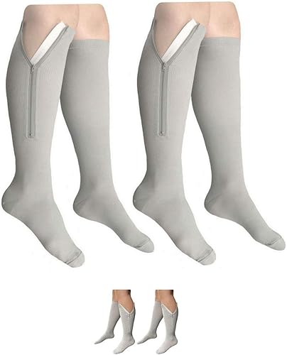 Juego de 2 calcetines de compresión grises de 15-20 o 20-30 mmHg (2 pares, 20-30 mmHg, 2XL)