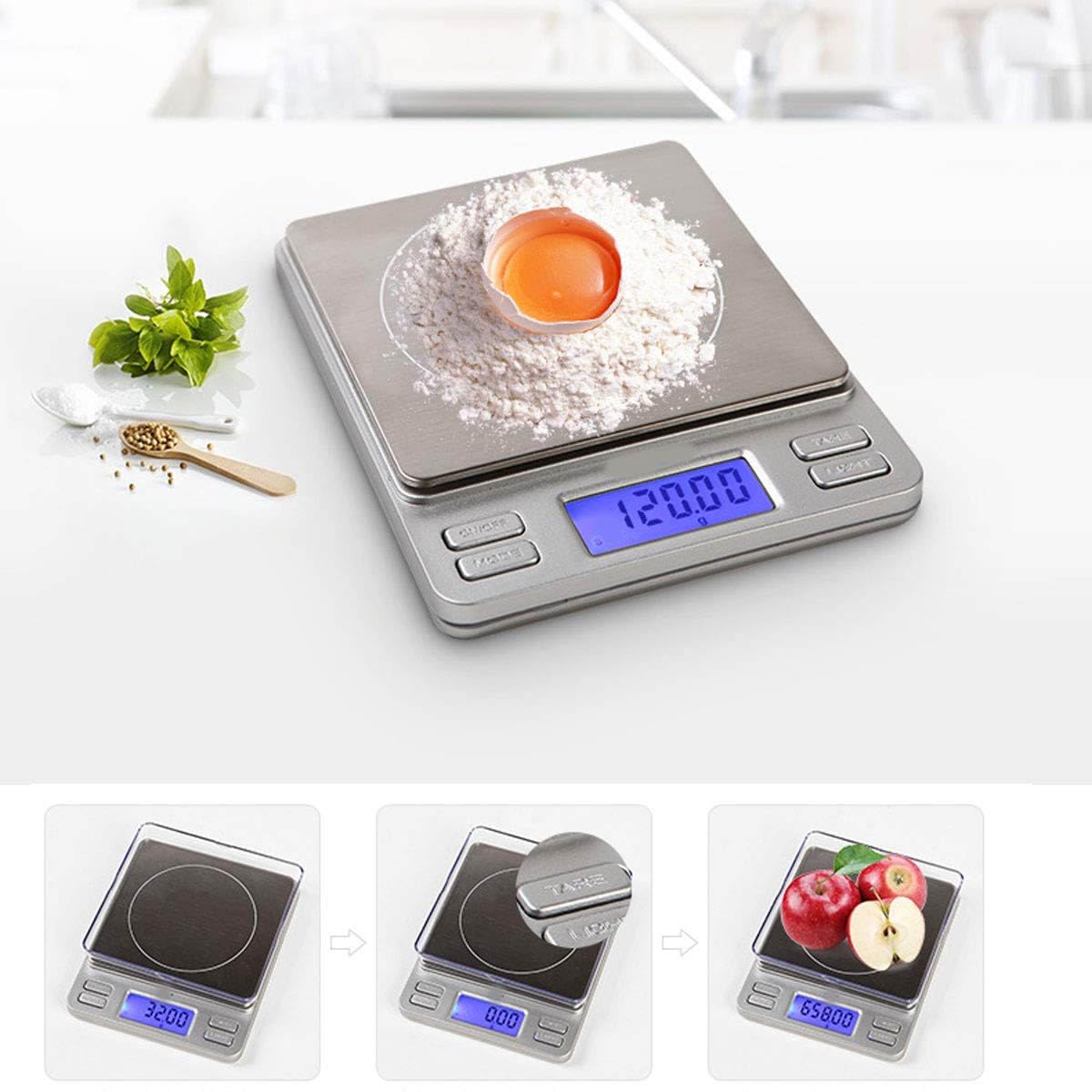 Balanza electrónica Digital de Cocina para Alimentos y repostería, pesaje de precisión de 0,1 g/0,01 g, balanza de Plataforma alimentada por batería.,