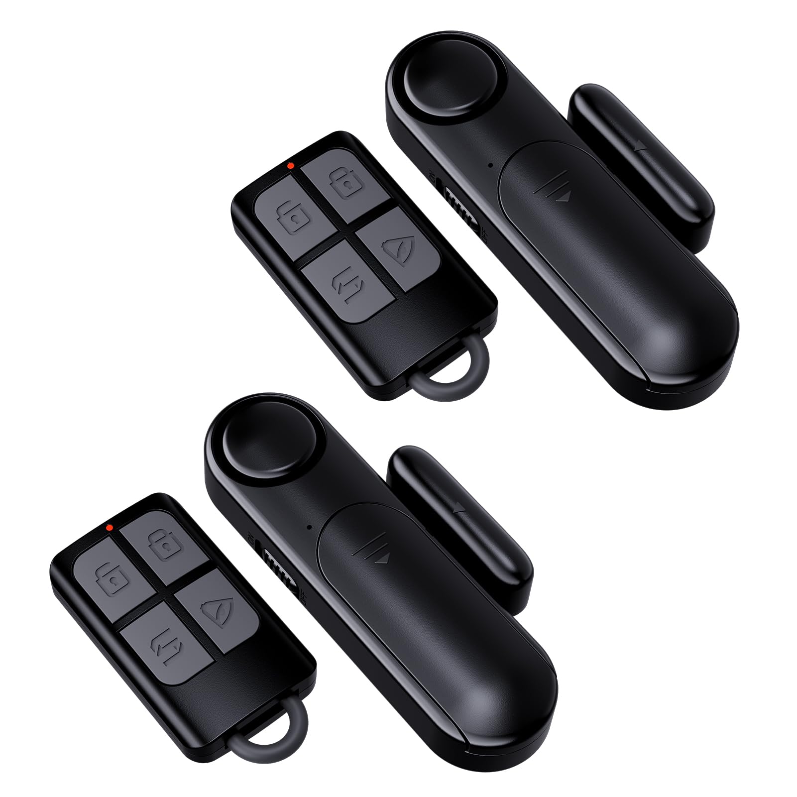 Window and Door Alarm When Opened for Kids Safety/Home Security, 2 Pack Sliding Door Sensor Alarms with Remote for Dementia,Burglar Alert for Business/Garage/Apartment Entry,Back/Front/Pool, Black