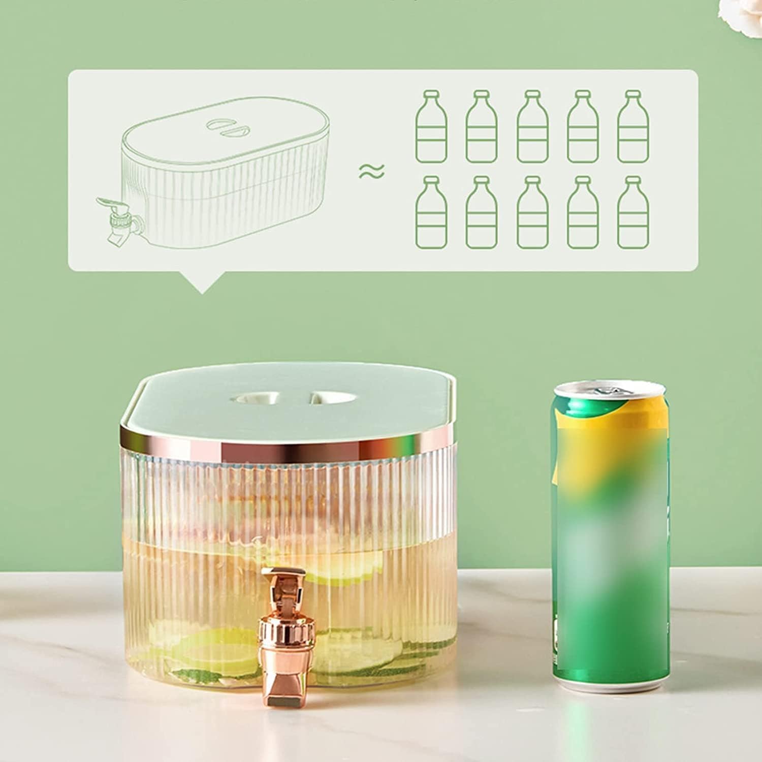 Drink 5.3L/179OZ Drink Dispenser, Clear PP Beverage Dispenser with Faucet, Iced Tea Pitcher, Fridge Kettle for Beer/Liquor/Juice Ice Tube (B)