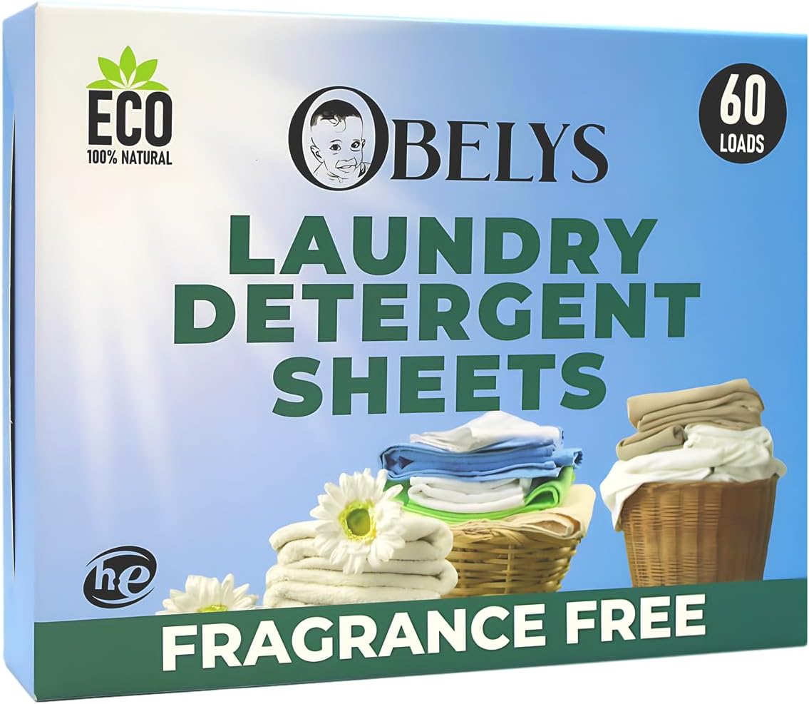 - Laundry Detergent Sheets -30 Ct Fragrance Free Sheets for Freshness - 100% Natural Plant-Based Formula - Eco Friendly, Lightweight, Travel-Friendly - 60 Loads