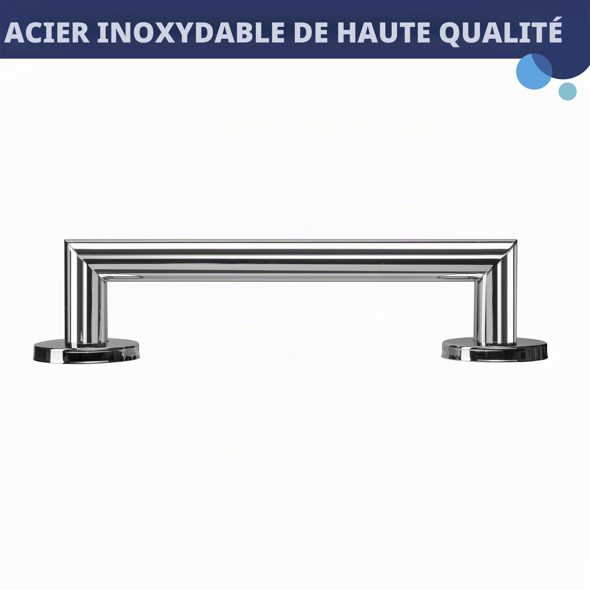 Croydex Barre d'appui Moderne en Acier Inoxydable avec Fixations dissimulées, Chrome, 30 cm