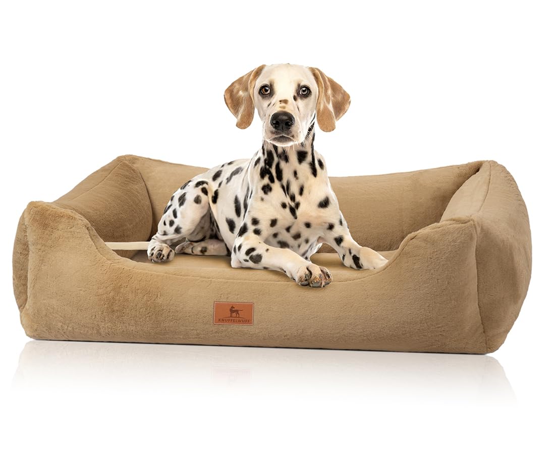Knuffelwuff orthopädisches Hundebett aus kuschelig weichem Kaninchen Fellimitat Schnuffelupagus S 70 x 50cm Braun | Abnehmbarer Bezug | waschbar | für große, mittelgroße und kleine Hunde