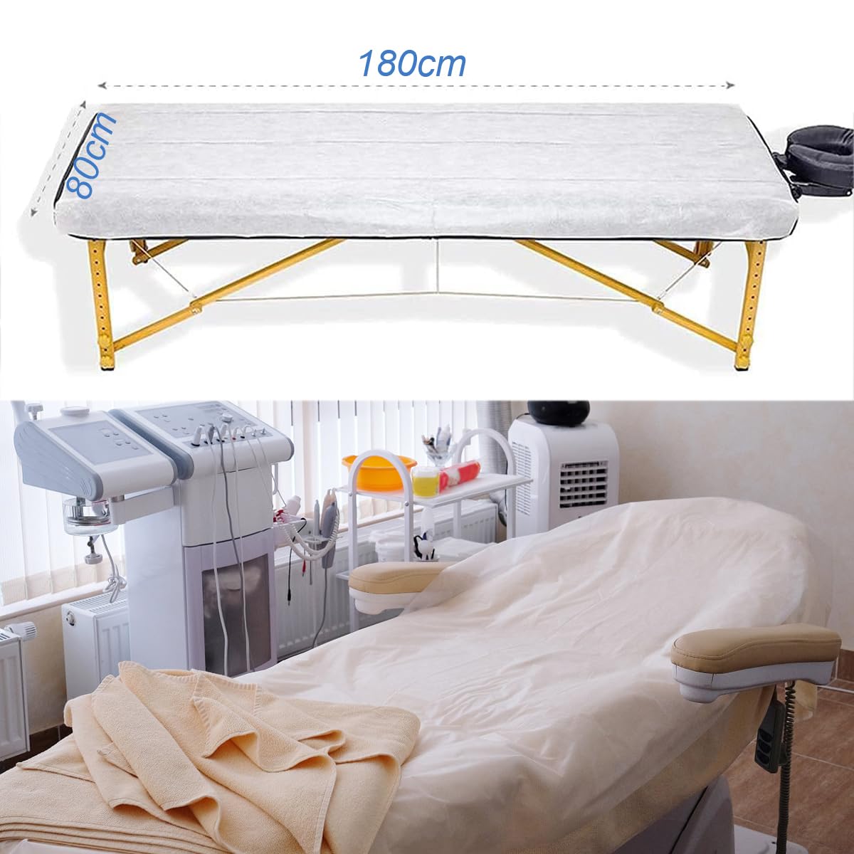 200 Lenzuola Usa E Getta Per Lettino Massaggio - 180x80 Cm, Con Angoli Elasticizzati, Tessuto Non Tessuto, Igeniche, Per Estetisti E SPA