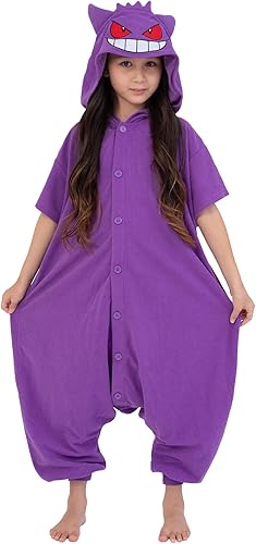 Miniatura 5 de SAZAC Kigurumi - Pokemon - Gengar - Enterizo de verano para Halloween, talla infantil (7 a 9 años), morado, Púrpura