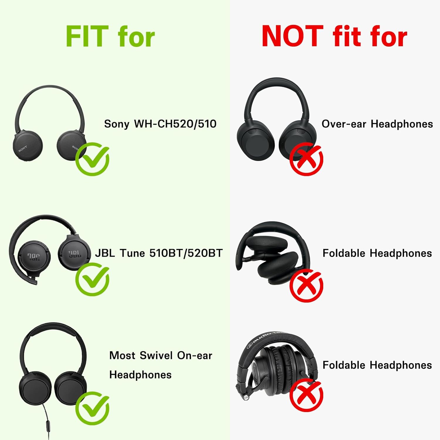 Headphone Headset Case Compatible with JBL Tune 510BT/520BT/670NC Live 460NC, with Sony WH-CH520/510 Portable Travel Carrying Wireless Headphone Case for On Ear Headphones (Green) - Image 3