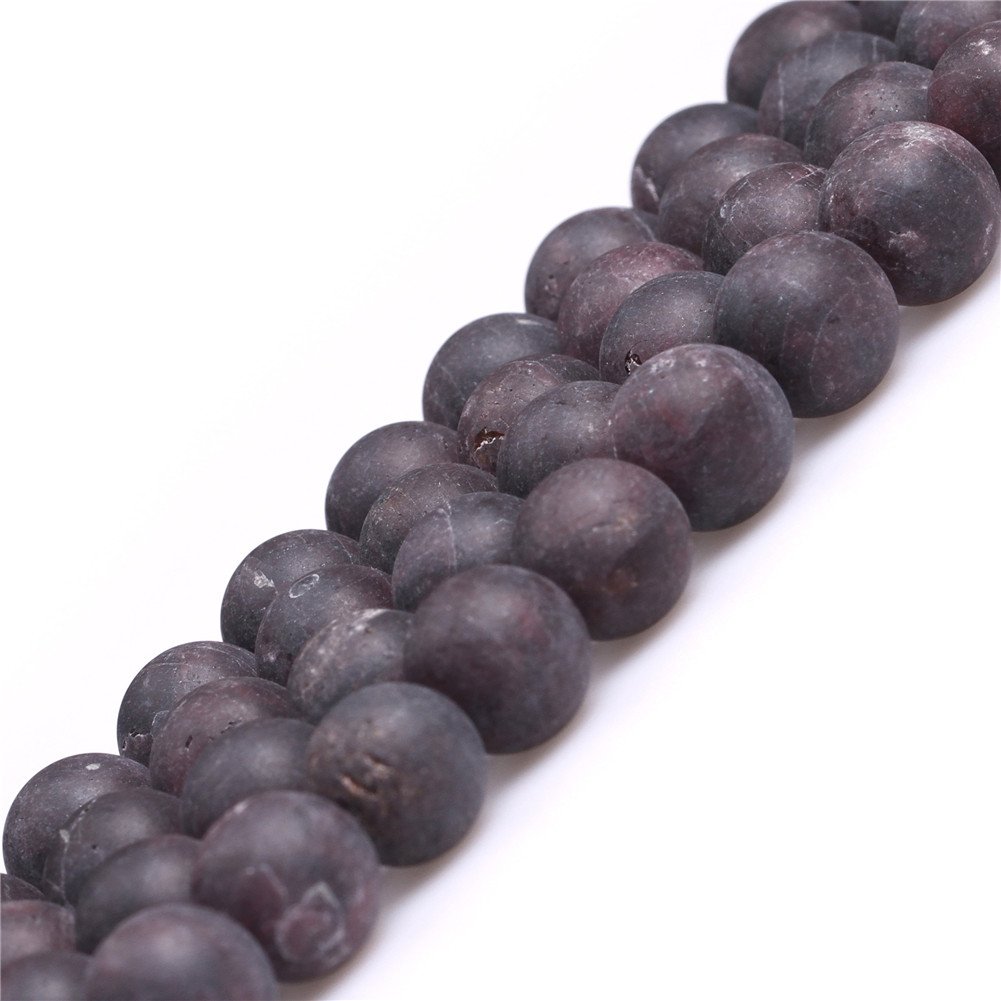 Round Natural Frosted Matt Antiqued Red Garnet Stone Beads for Jewellery Making 15'' (10mm) - Image 2