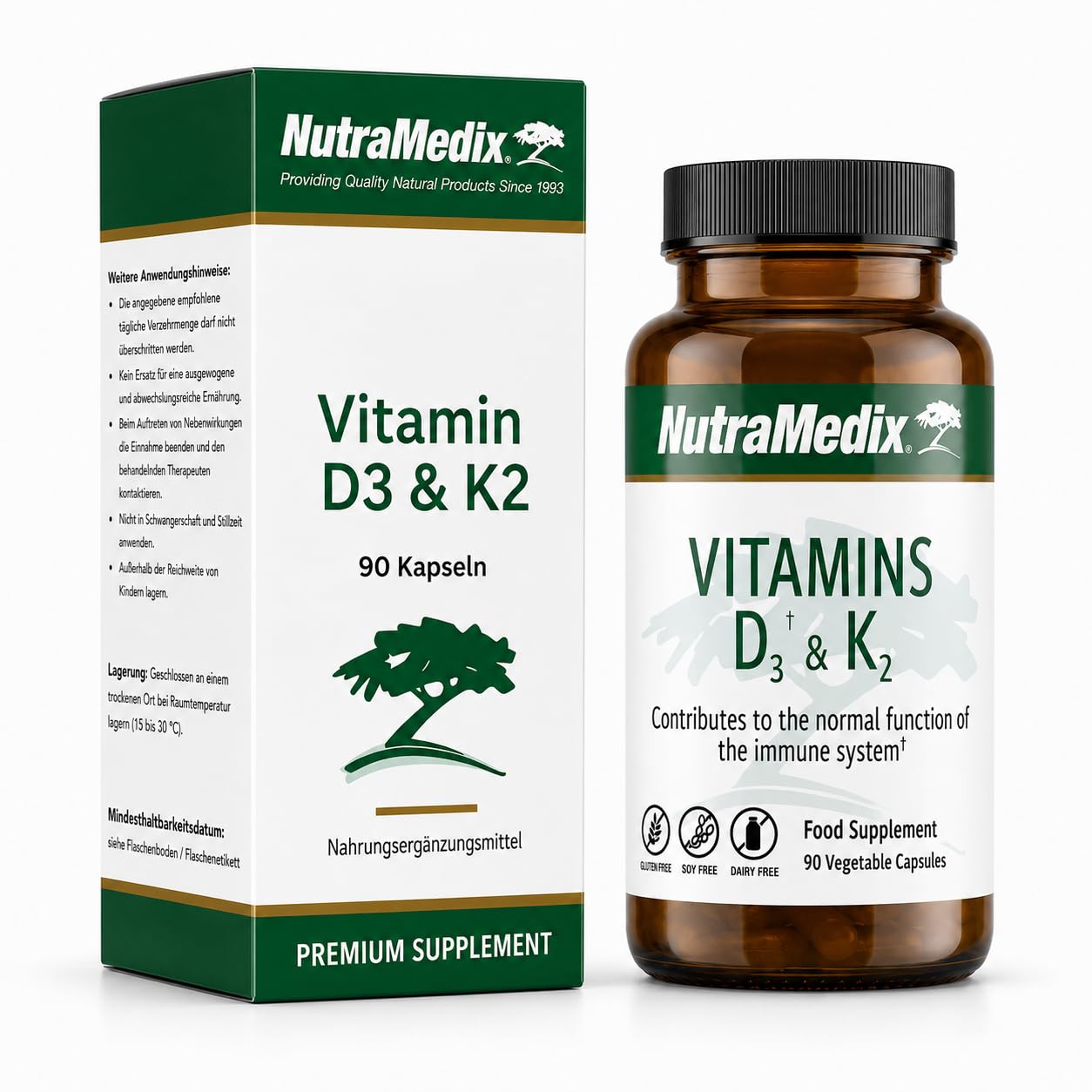 NutraMedix® Original | Vitamin D3 K2 hochdosiert | 90 Kapseln