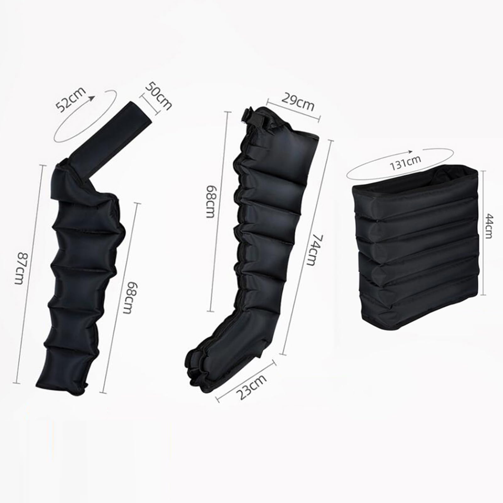 Presoterapia Piernas y Abdomen, Botas Presoterapia Piernas, Maquina de Presoterapia Profesional para Casa 6 Cámaras Masajeador de Piernas con Drenaje Linfático (Black 2arms+2legs+waist, 6cavity)