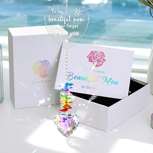 Miniatura 2 de Regalos para mamá, regalos de cumpleaños para mamá, cumpleaños, Navidad, Acción de Gracias de parte de hija e hijo, mamás atrapasoles de cristal