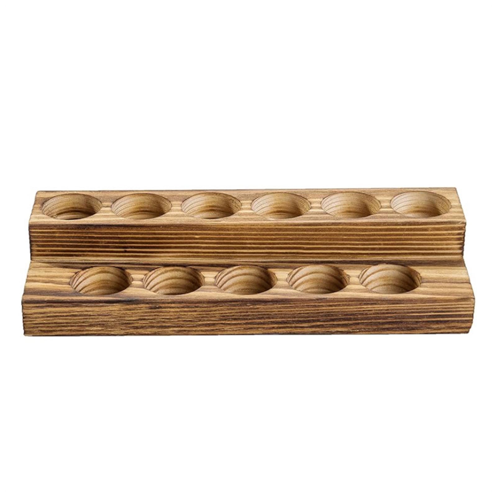 Elnwnnkc Styles Burnt Brown Oil Bottle Holder 2 Layer Shelf Space Saving Bathroom Countertop Organizers Stand Rack Bucolic Burnt Wood Essential Oil Holder Stand