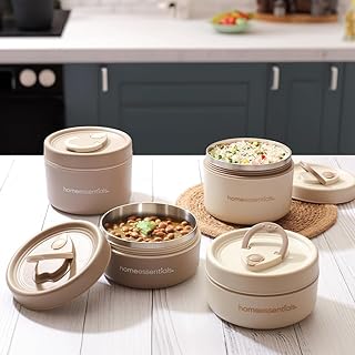 HomeEssentials 4-Pcs Portable Insulated Lunch Box Set with Carry Bag – Leakproof Food Containers for Work, School, Travel & Meal Prep