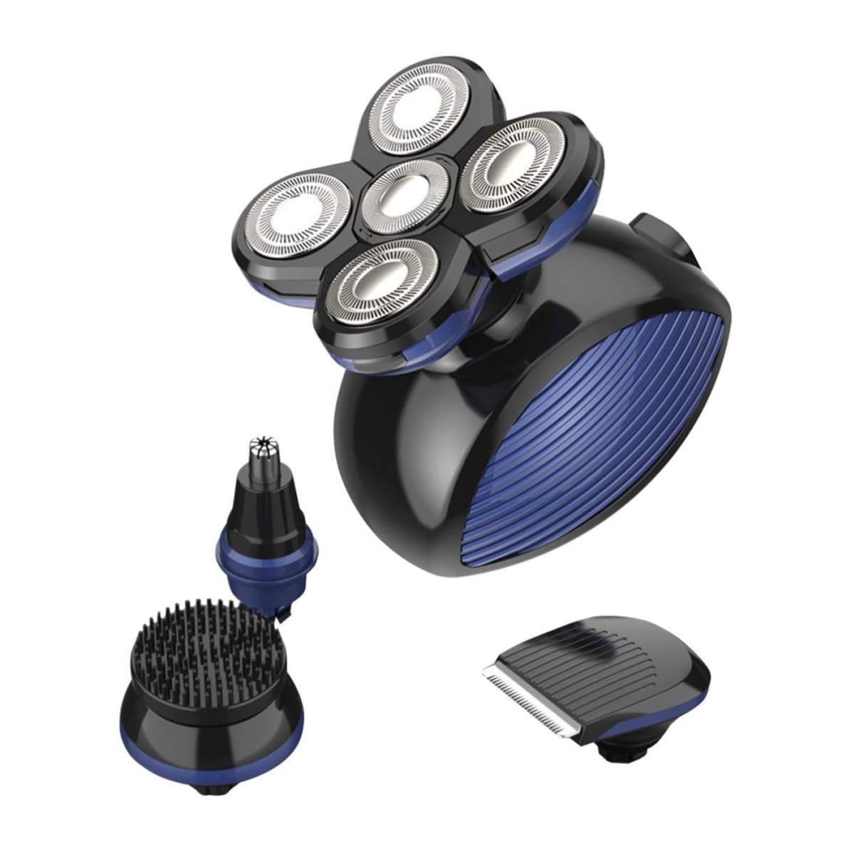 VILLCASE Rasoio Elettrico da Uomo Multifunzione 5 Lame Galleggianti, Ricaricabile Usb, Design Ipx5, per Barba, Capelli e Rasatura della Cute