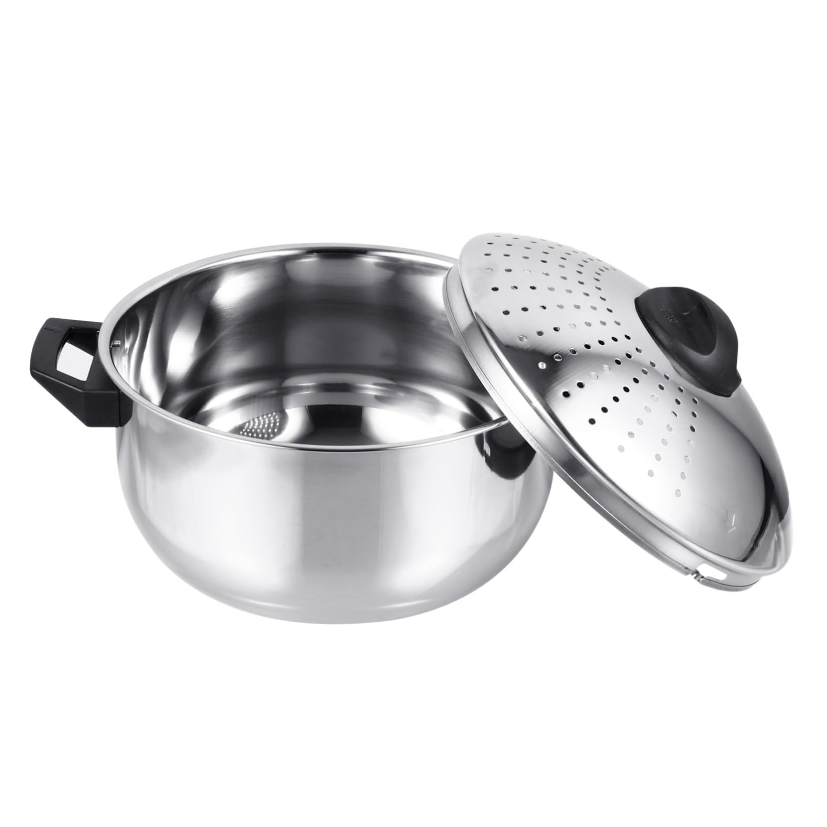 Casserole à nouilles inox avec passoire intégrée pour cuisson rapide