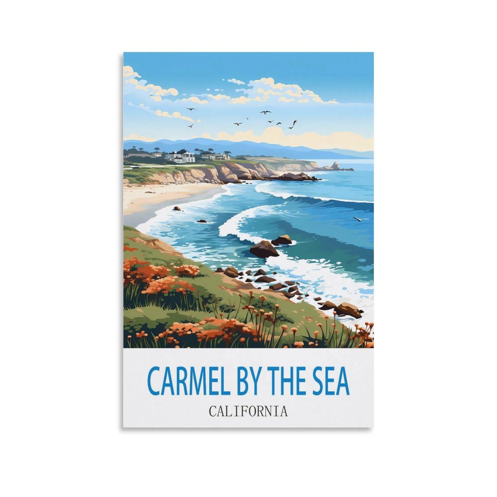 EZMLFA Diamond Art Kits Adults,Carmel by The Sea California,5D Dimond Picture, Crystal Gem Art Crafts for Boys Girls, DIY Mosaic Creations Set for Home Decor 40x50cm