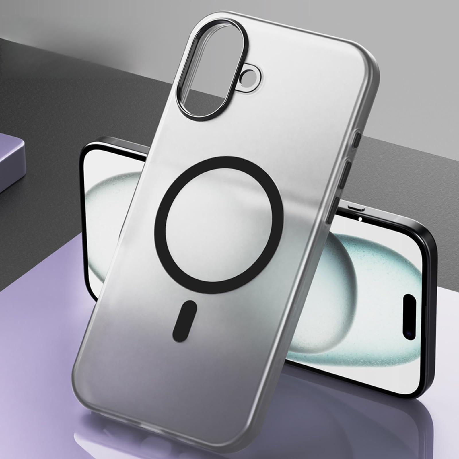 Magnetica Cover per iPhone 16 PRO Max/16 Pro/16 Plus/16, Trasparente Custodia, Morbido e Flessibile Antiurto Ricarica Wireless Copertura,Bianca,16 PRO Max