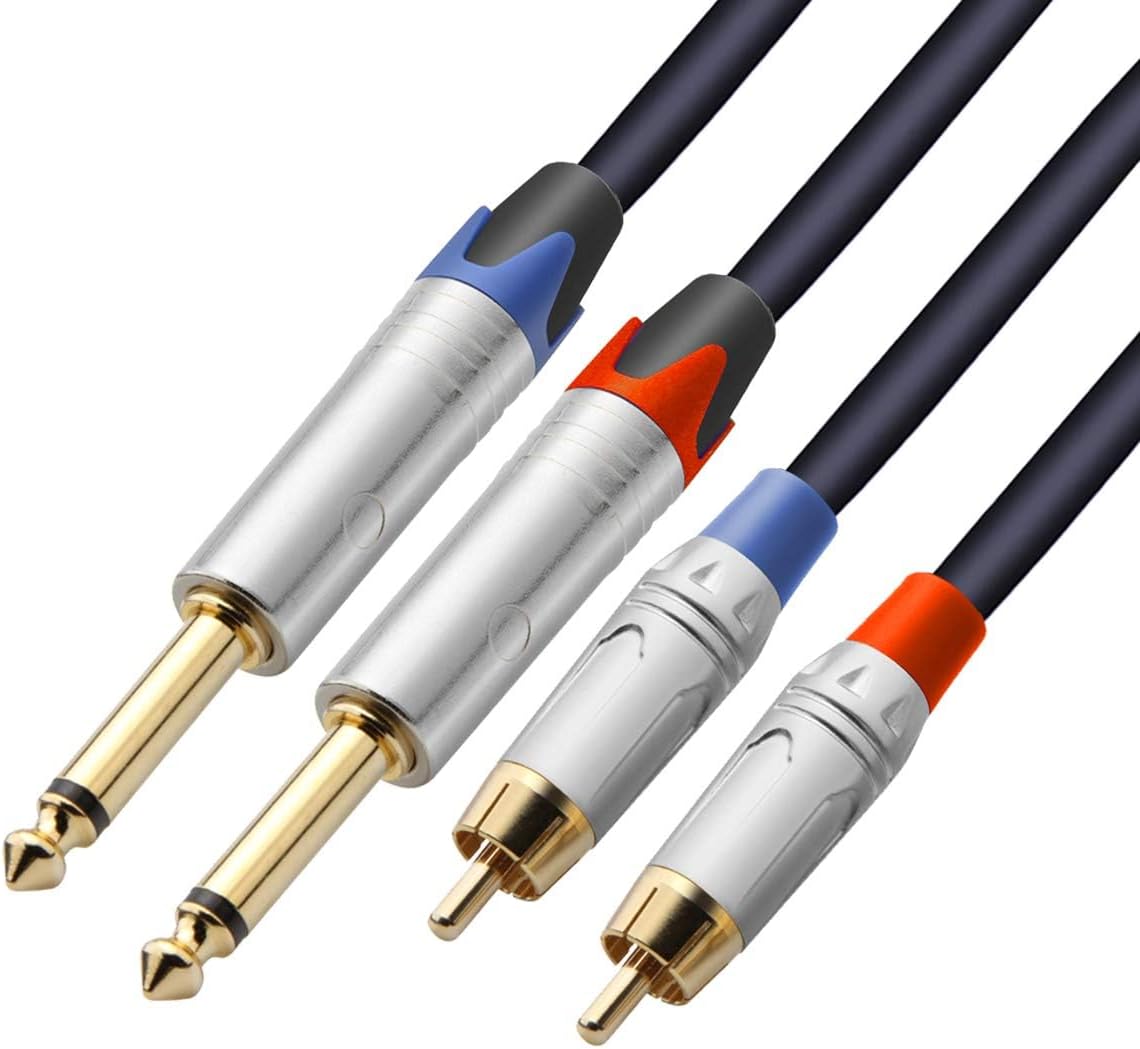 Tisino RCA to 1/4 Cable, Dual RCA to Dual 1/4 inch TS Stereo Audio Interconnect Cable Patch Cords - 3.3 feet