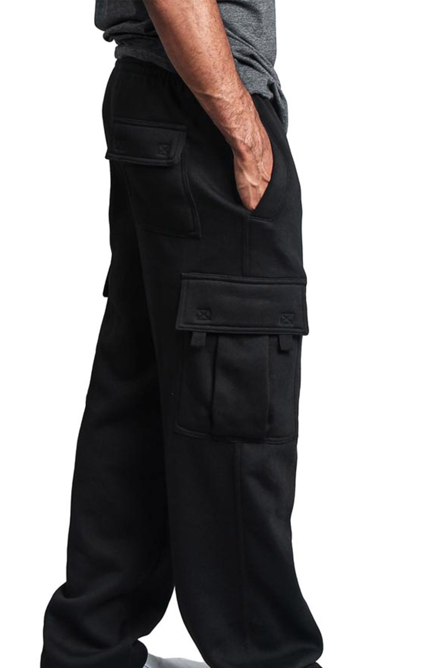 G-Style USA Men's Solid Fleece Heavyweight Cargo Pants