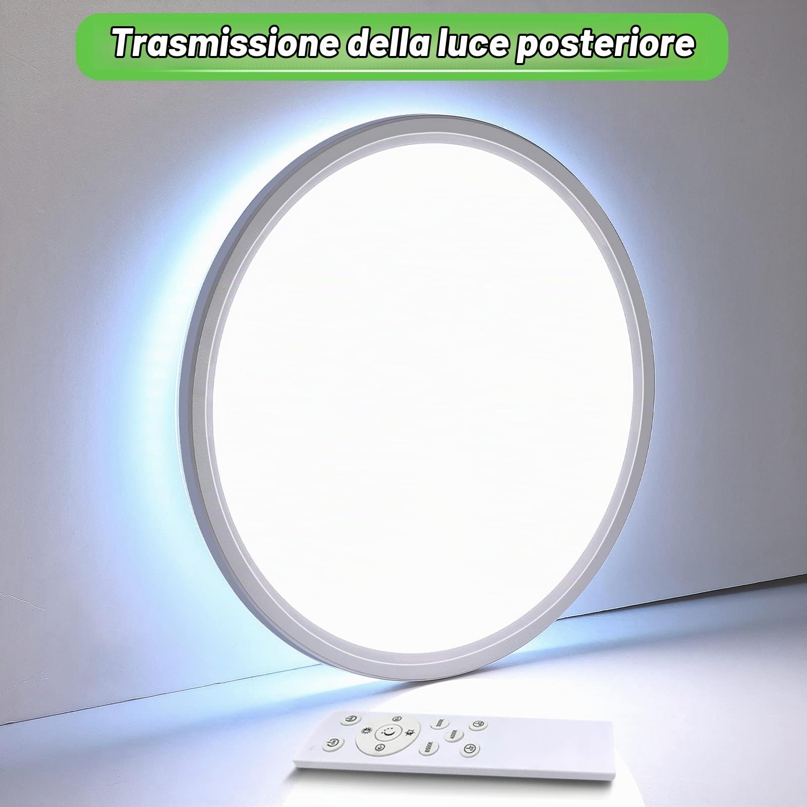 Wholede 24W Plafoniera LED Soffitto Dimmerabile, 3000LM Lampadario LED Soffitto con Telecomando, Ø29.5CM Moderna Plafoniere per Cucina, Bagno, Camera da Letto, Soggiorno, Balcone, Corridoio, Ufficio