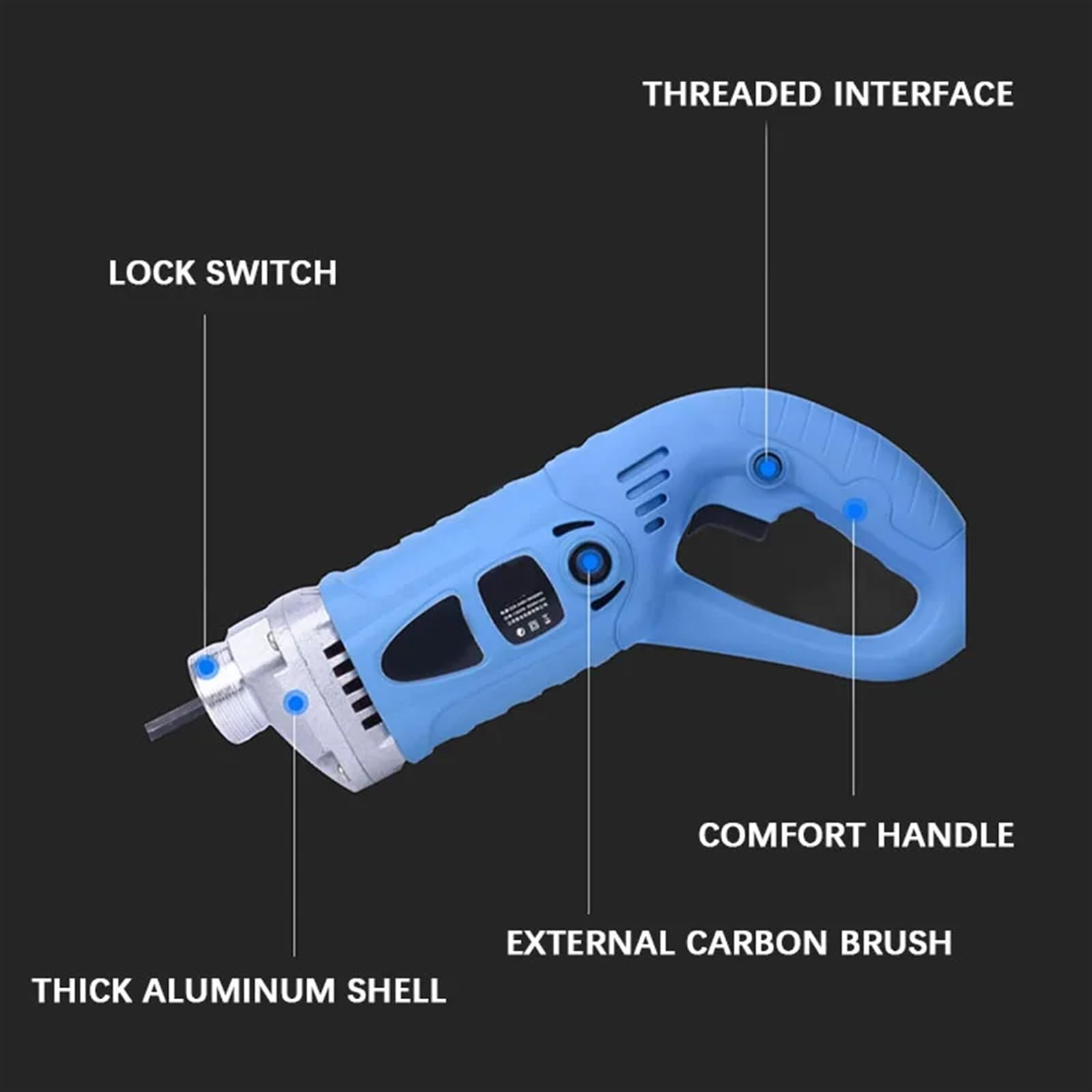 Hormigonera, Vibrador de inserción portátil, pequeño vibrador de cemento monofásico for el hogar, vibrador de 1300 W de alta potencia(1.5m)