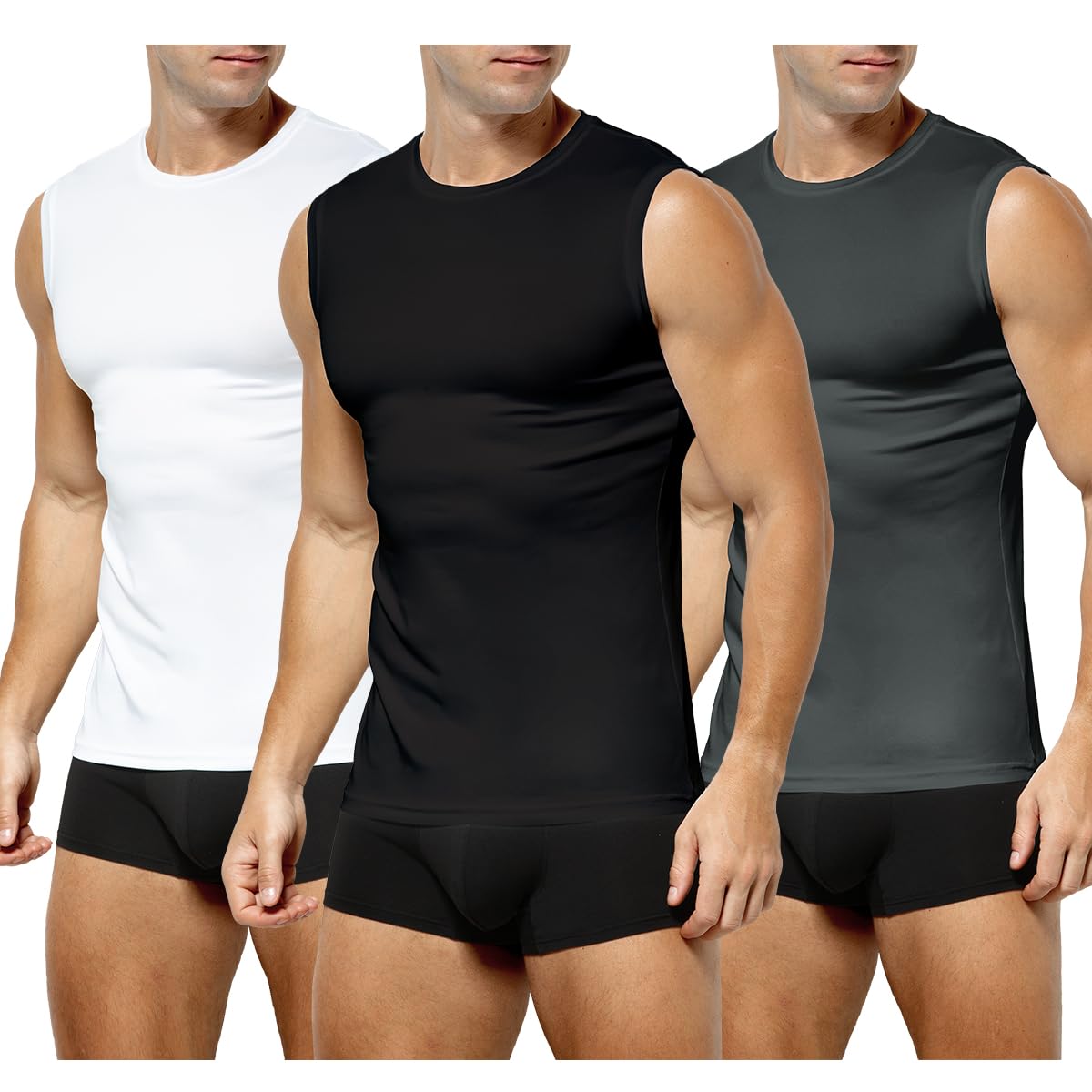 Casey Kevin Camisetas sin Mangas Hombre (Pack de 3) Tirantes Deporte Running Gym Baloncesto Gimnasio Workout Deportiva Interior Fitness Entrenamiento Ajustada Ropa Baloncesto Musculos Futbol Basket