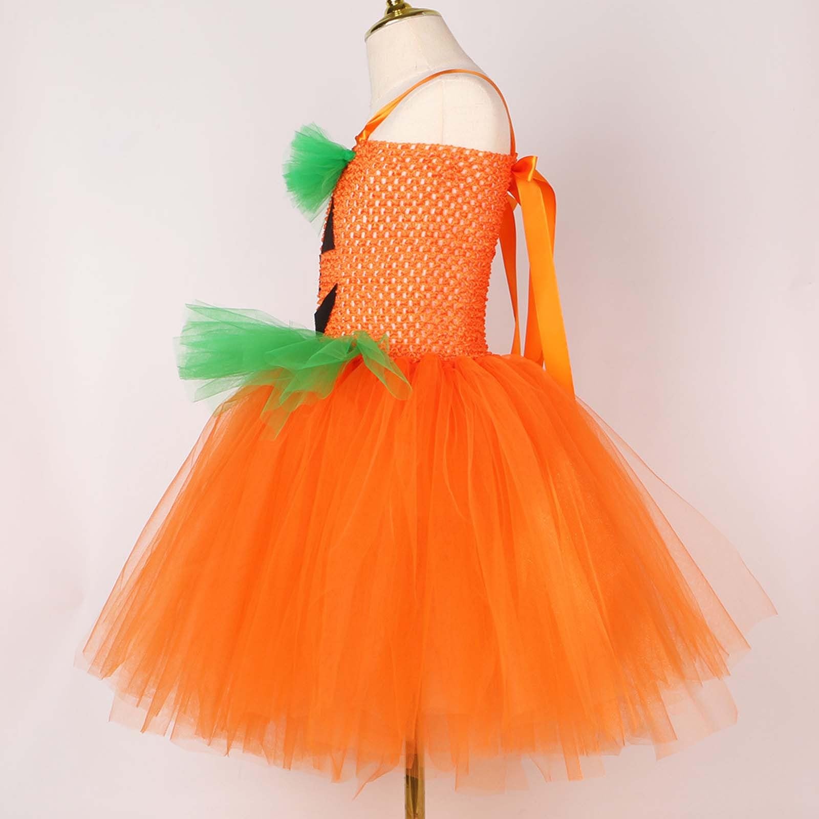Costume di Halloween per bambini con abito da zucca arancione in stile cortile