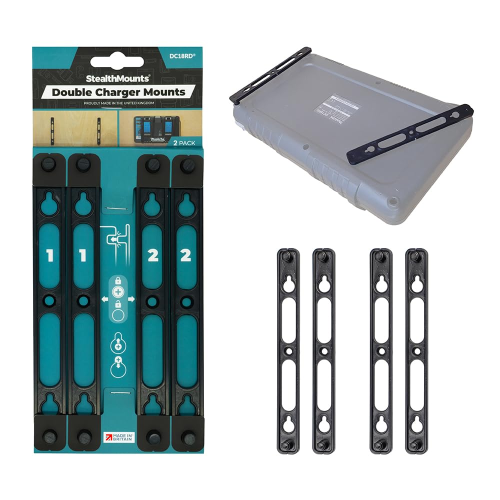 StealthMounts Charger Mounts for Makita DC18RD Chargers (Black) - 2 Pack