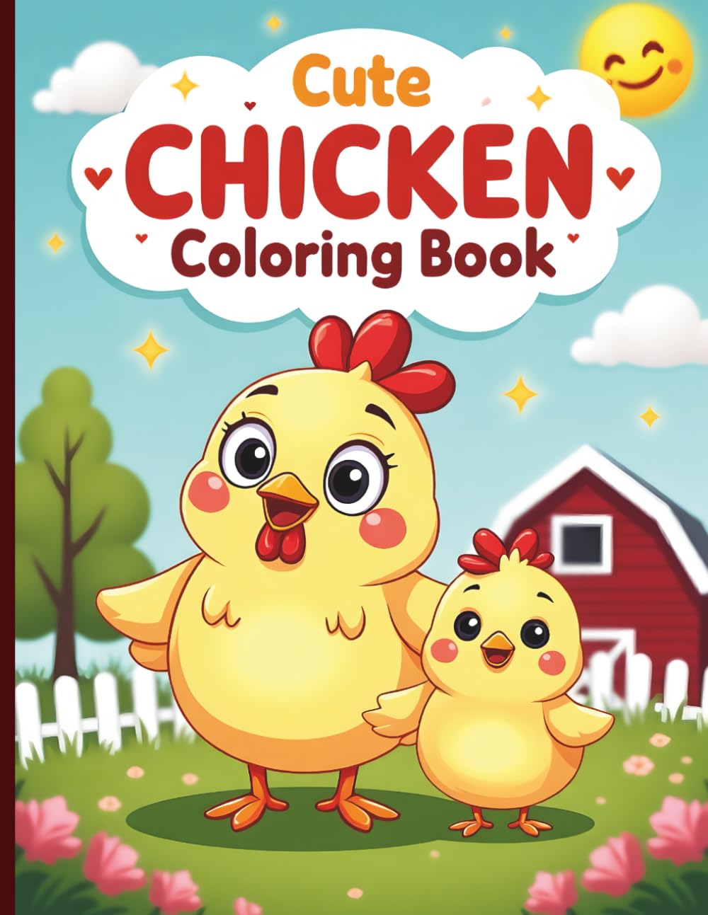 Cute Chicken Coloring Book: 50 Fun and Easy Farm Animal Illustrations with Bold Lines for Toddlers, Preschoolers, and Kids