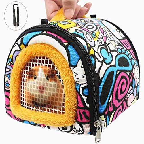 KAMEIOU Small Animal Carrier Bag Small Guinea Pig Hedgehog Carriers with Detachable Strap Double Zipper Travel Pets…