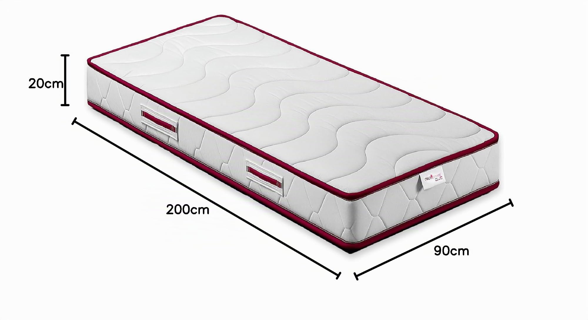 ITALYMATERASSI Materasso Singolo MEMNATURE 90x200 cm in Memory Foam, Alto 20 cm, Antiacaro e Antibatterico, Dispositivo Medico Detraibile, Made in Italy
