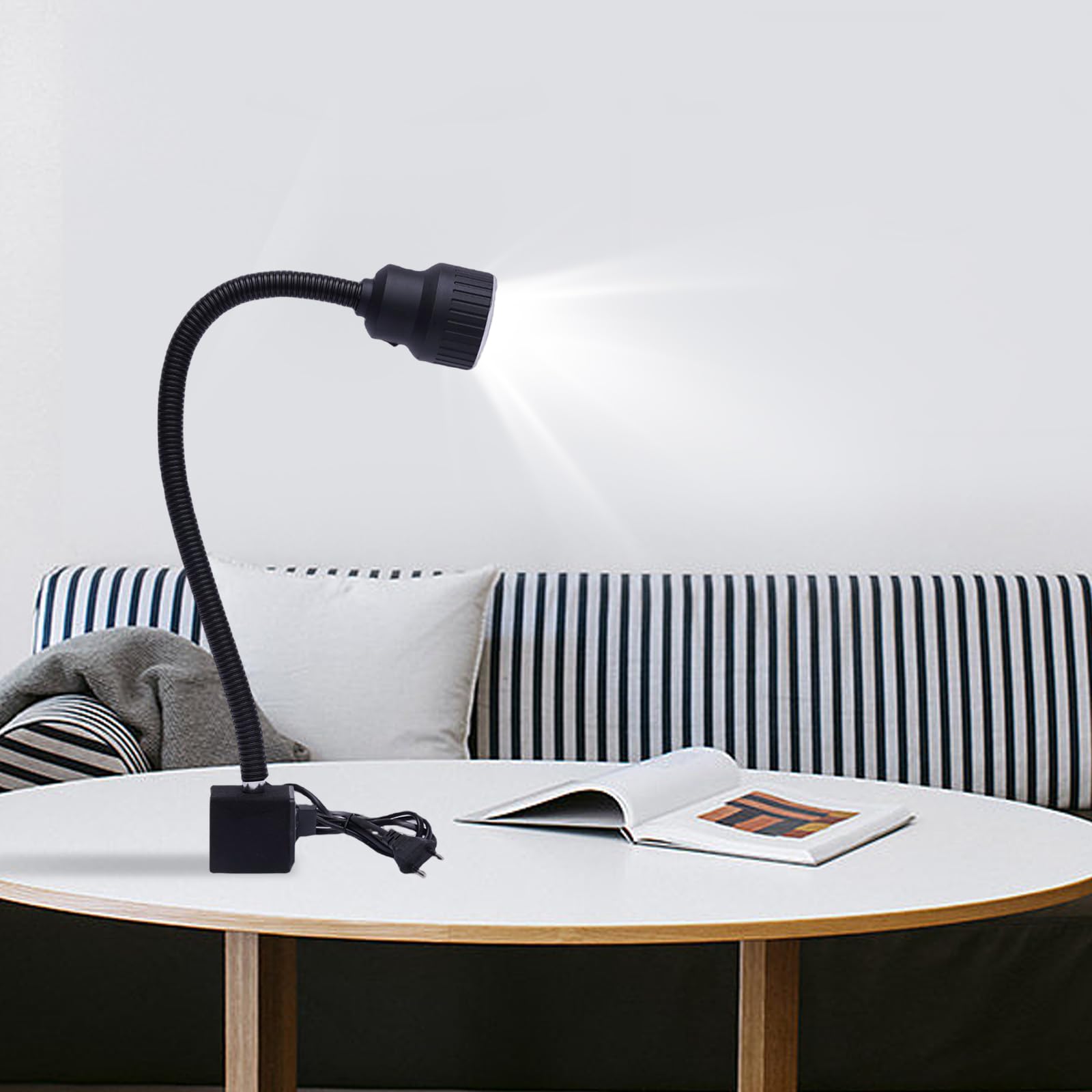 Lampa robocza LED z podstawą magnetyczną, 10 W, 50 cm, łabędzia szyja, 6500 K, białe światło do maszyn CNC