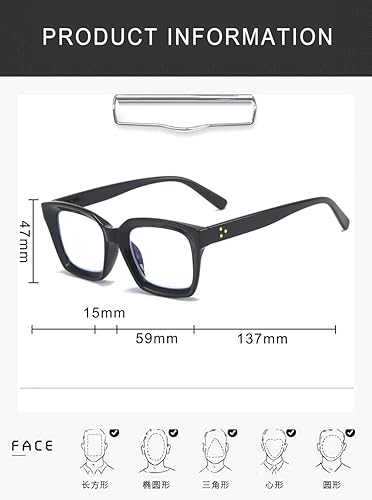 Miniatura 6 de REAVEE Paquete de 2 lentes de lectura de gran tamaño estilo Oprah para mujeres y hombres, bloqueo de luz azul, para mujer con estilo retro cuadrado