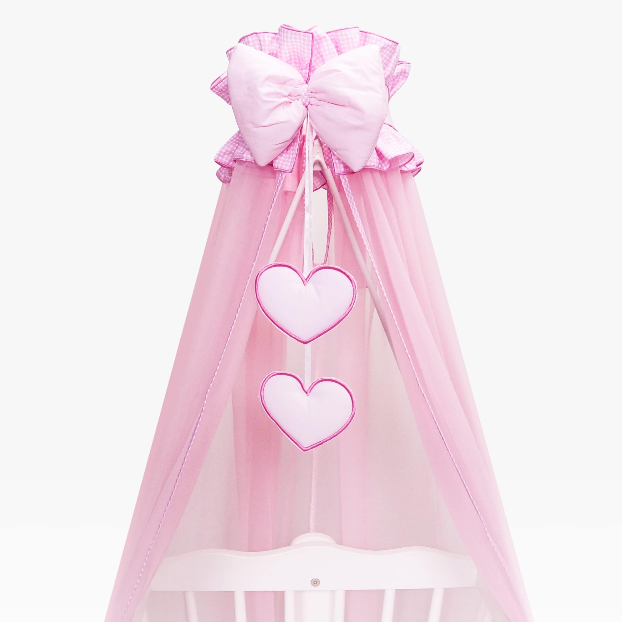 Mosquito Netting Canopy Drape Only Fits Crib, Moses Basket (Hearts Pink)