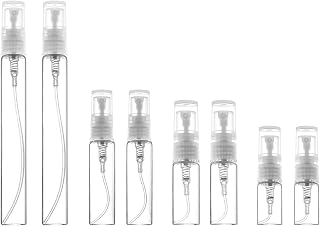 8 Piezas Atomizador Vidrio Mini, Pulverizador Perfume Dispensador Portatil Perfume Bote de Spray Viaje Cristal,2ml/3ml/5ml/10ml