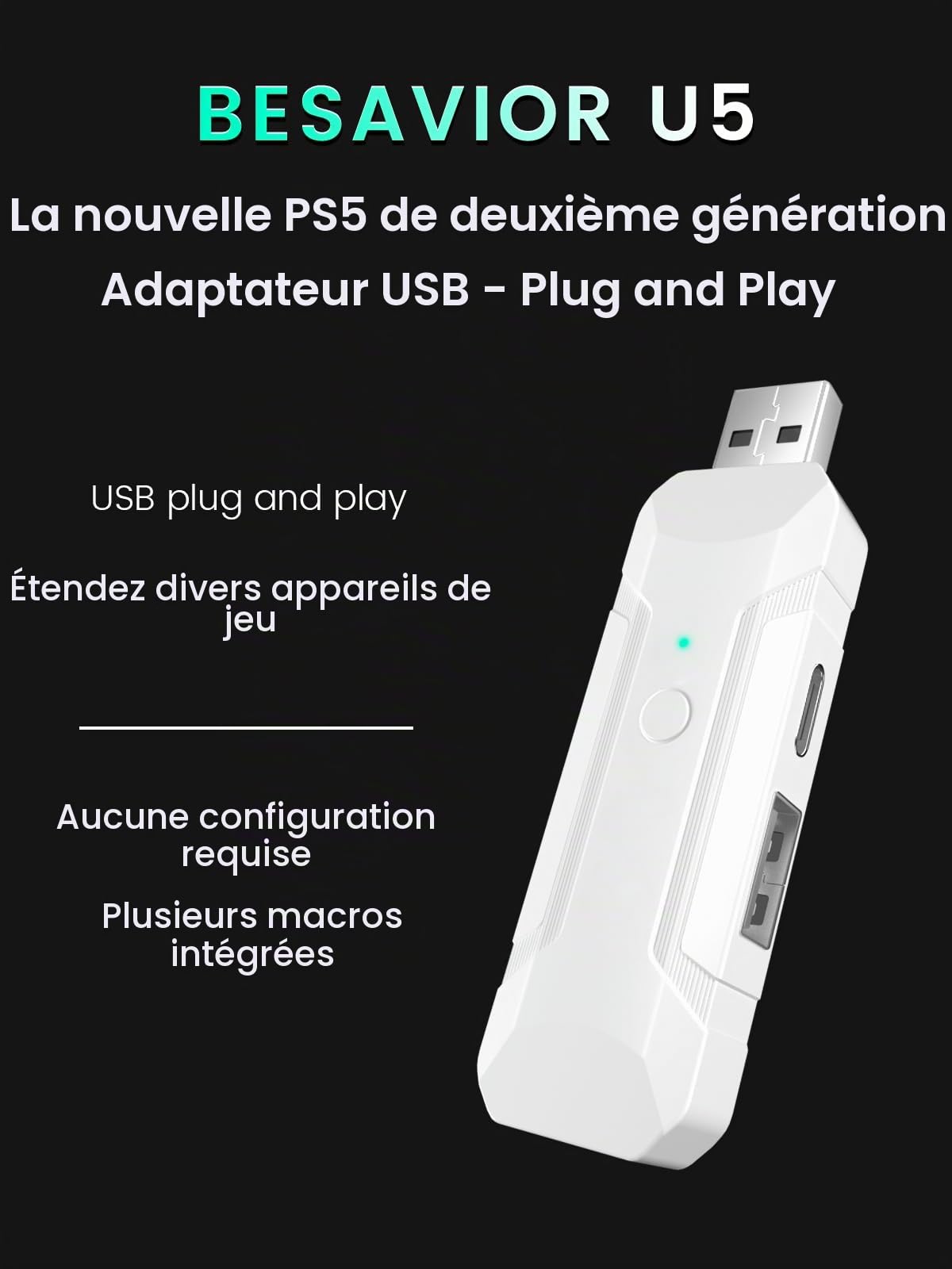 Besavior U5 PS5用ゲームアダプター Besavior U5 Adapter for PS5 - Plug and Play - Supports Different