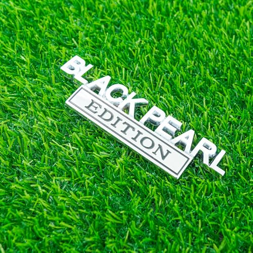 Image of Pair Set Black Pearl Edition Emblem 3D Letter Fender Tailgate Badge Decal Sticker Nameplate for Universal Vehicle, Car, Truck, SUV Motorcycle Accessories (Silver Black)