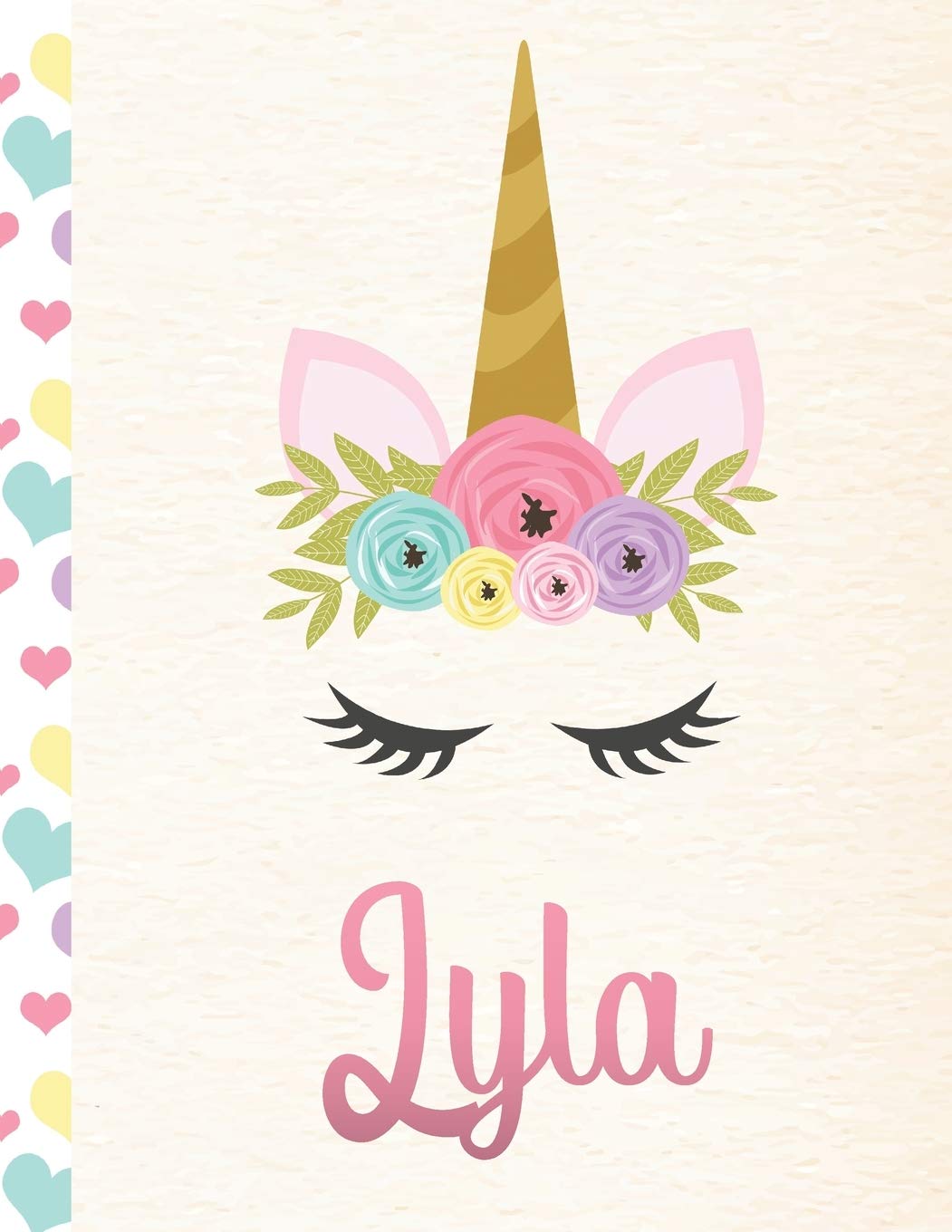 Lyla: Personalized Unicorn Sketchbook For Girls With Pink Name - 8.5x11 110 Pages. Doodle, Sketch, Create!