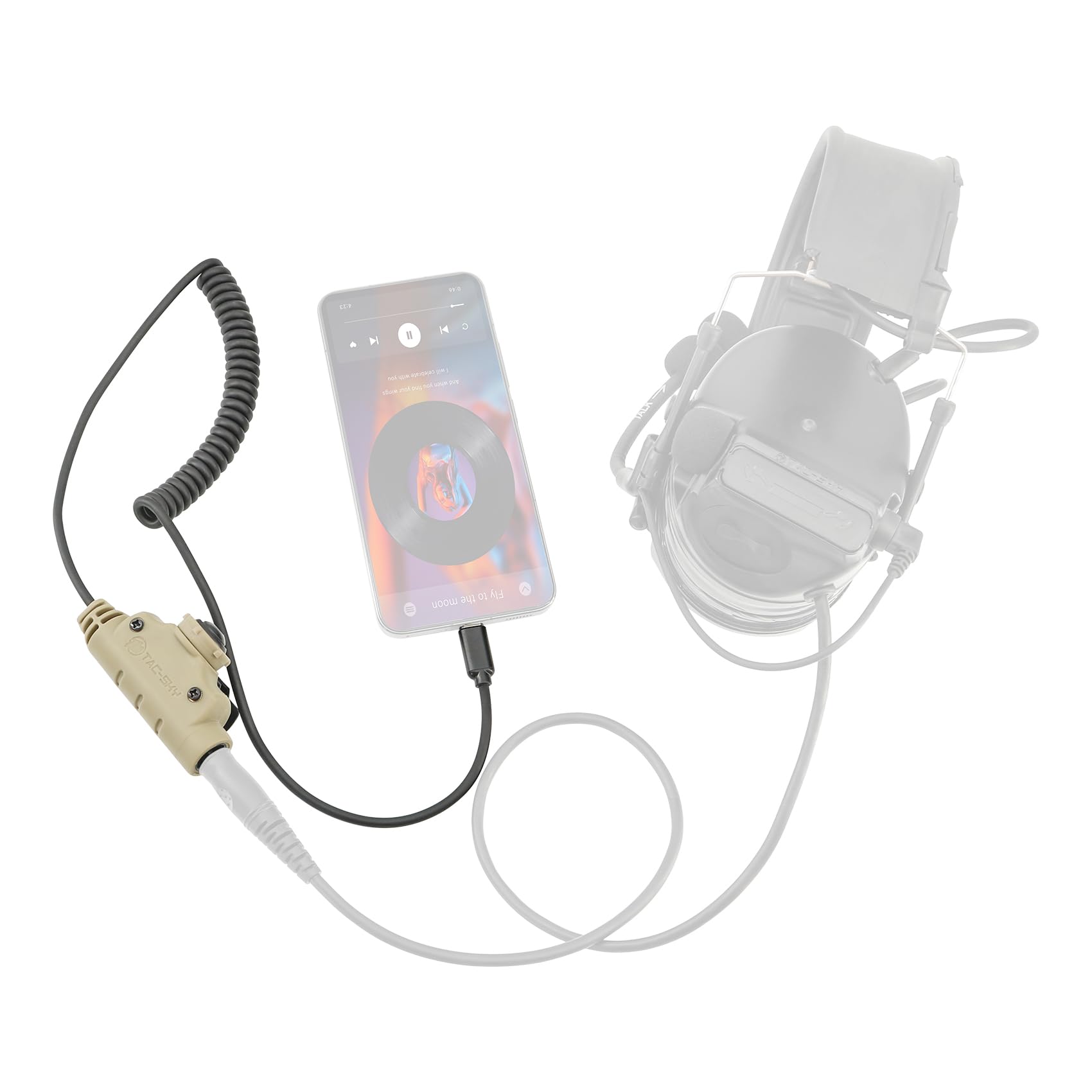 U94 V2 PTT Adapter for Tepy-C Plug Tactical Headset Accessory Compatible with iPhone 17 16 15/ Samsung Galaxy S8 S9 S10 S20 Plus Plug Phones (C0035DE-CIT)