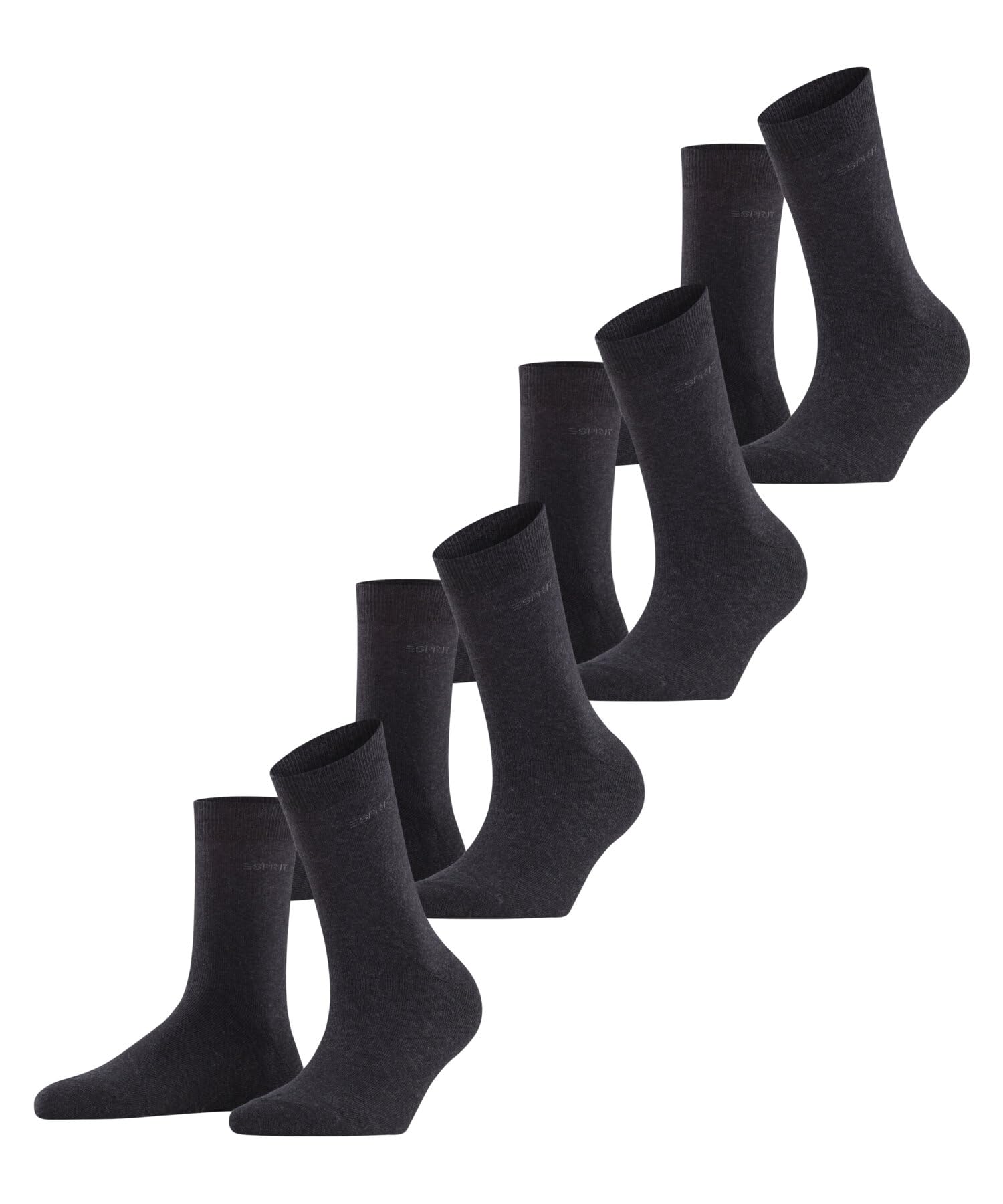 ESPRIT Kobiety Skarpety Solid W So bawełna jednokolorowe multipak, Szary Anthracite Melange 3080, 36-41